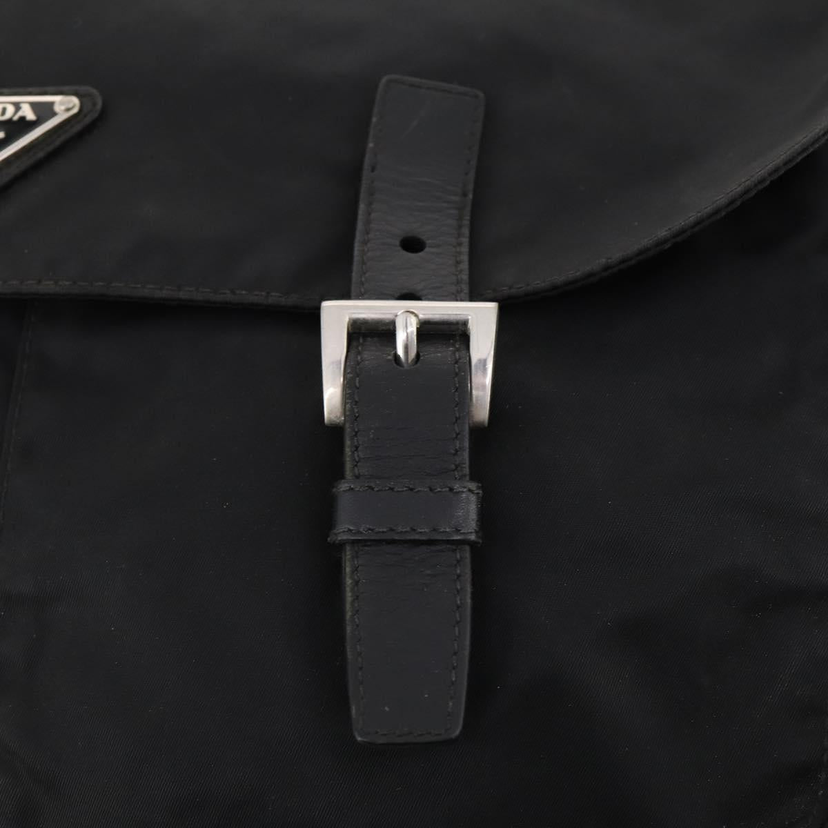 PRADA Shoulder Bag Nylon Black Silver Auth 173525