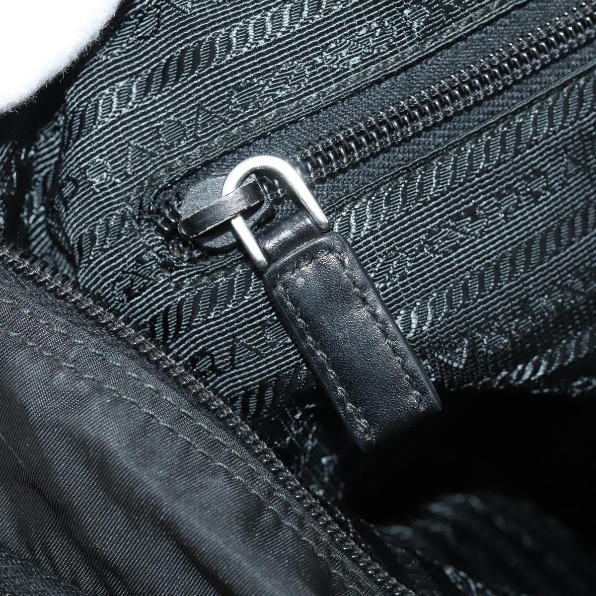 PRADA Shoulder Bag Nylon Black Silver Auth 173525