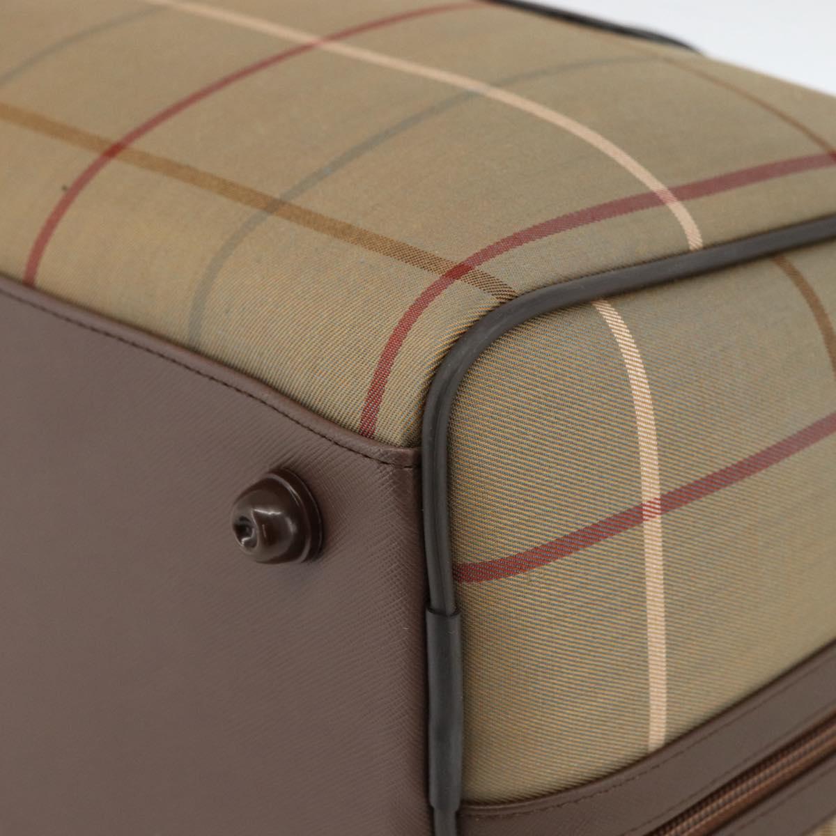 Burberrys Nova Check Boston Bag Canvas Leather Beige Gold Auth 173526