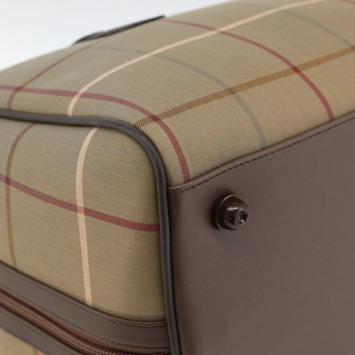 Burberrys Nova Check Boston Bag Canvas Leather Beige Gold Auth 173526