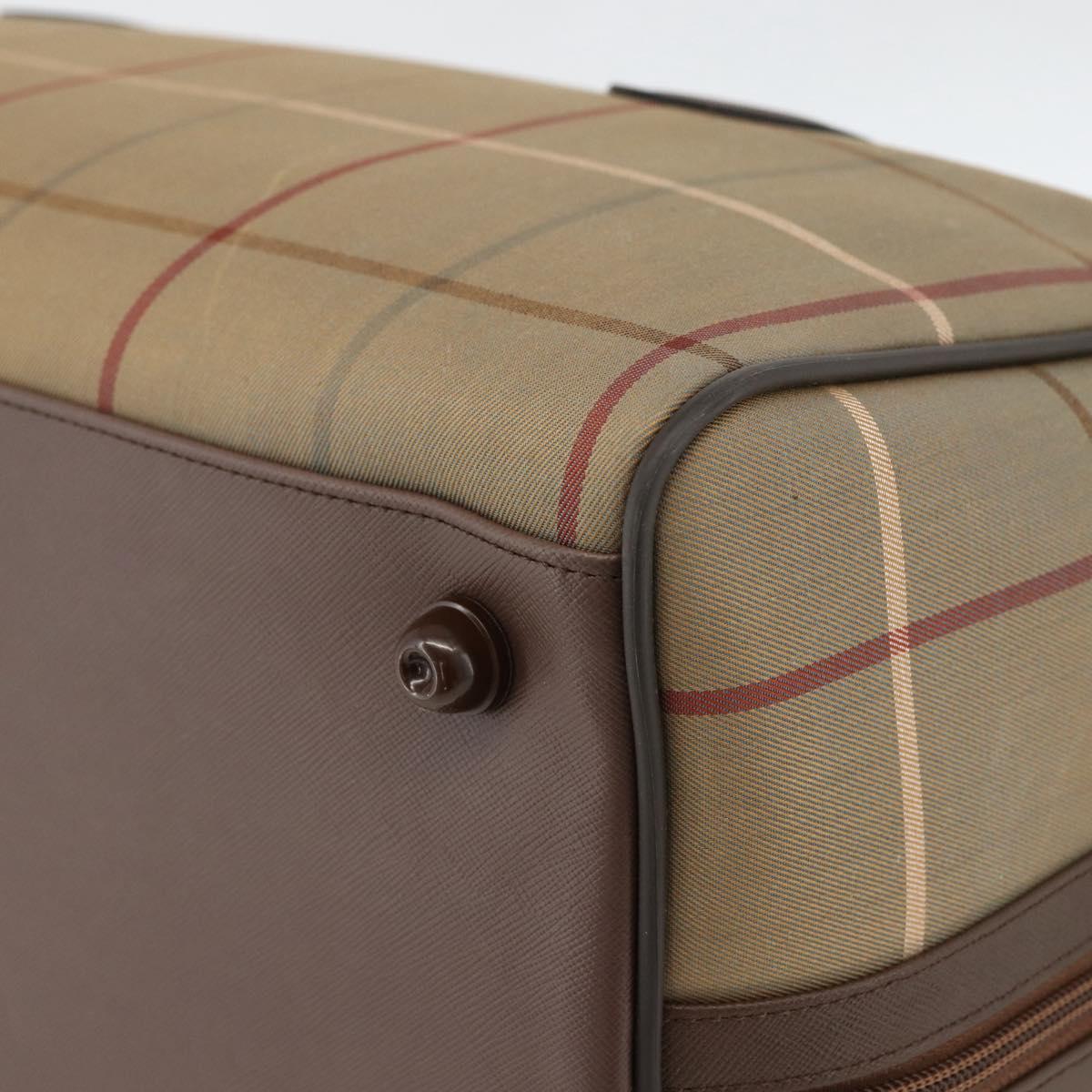 Burberrys Nova Check Boston Bag Canvas Leather Beige Gold Auth 173526