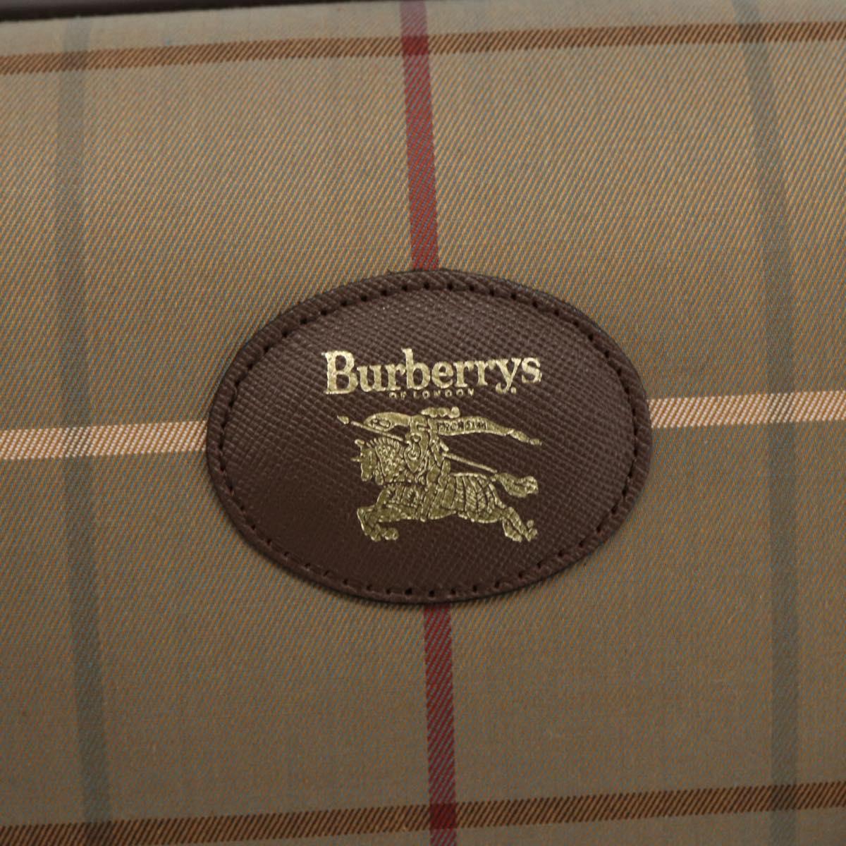 Burberrys Nova Check Boston Bag Canvas Leather Beige Gold Auth 173526