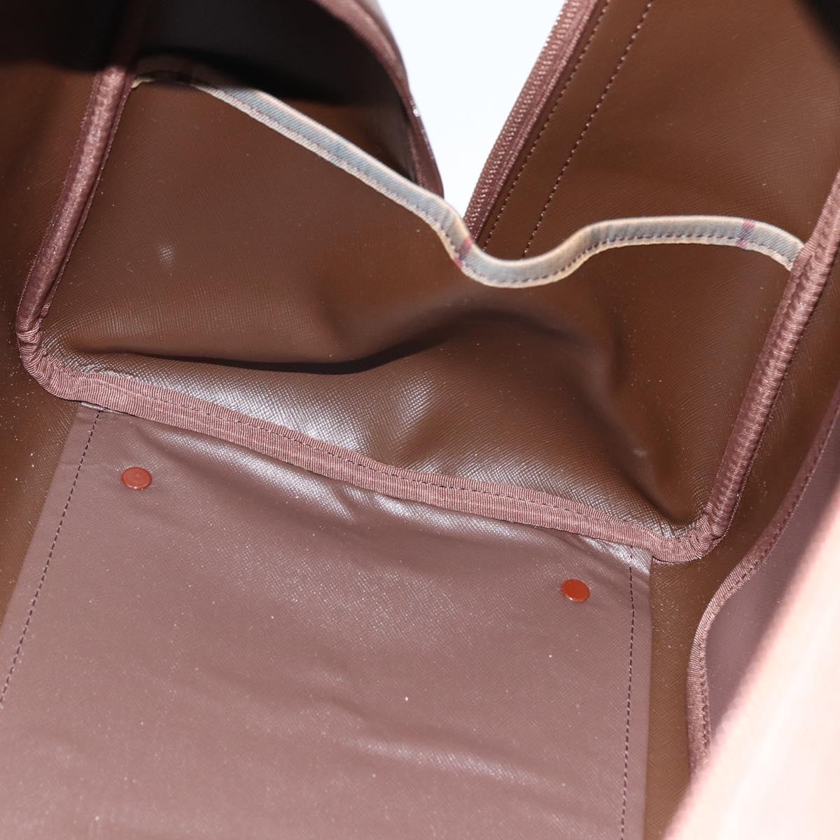 Burberrys Nova Check Boston Bag Canvas Leather Beige Gold Auth 173526