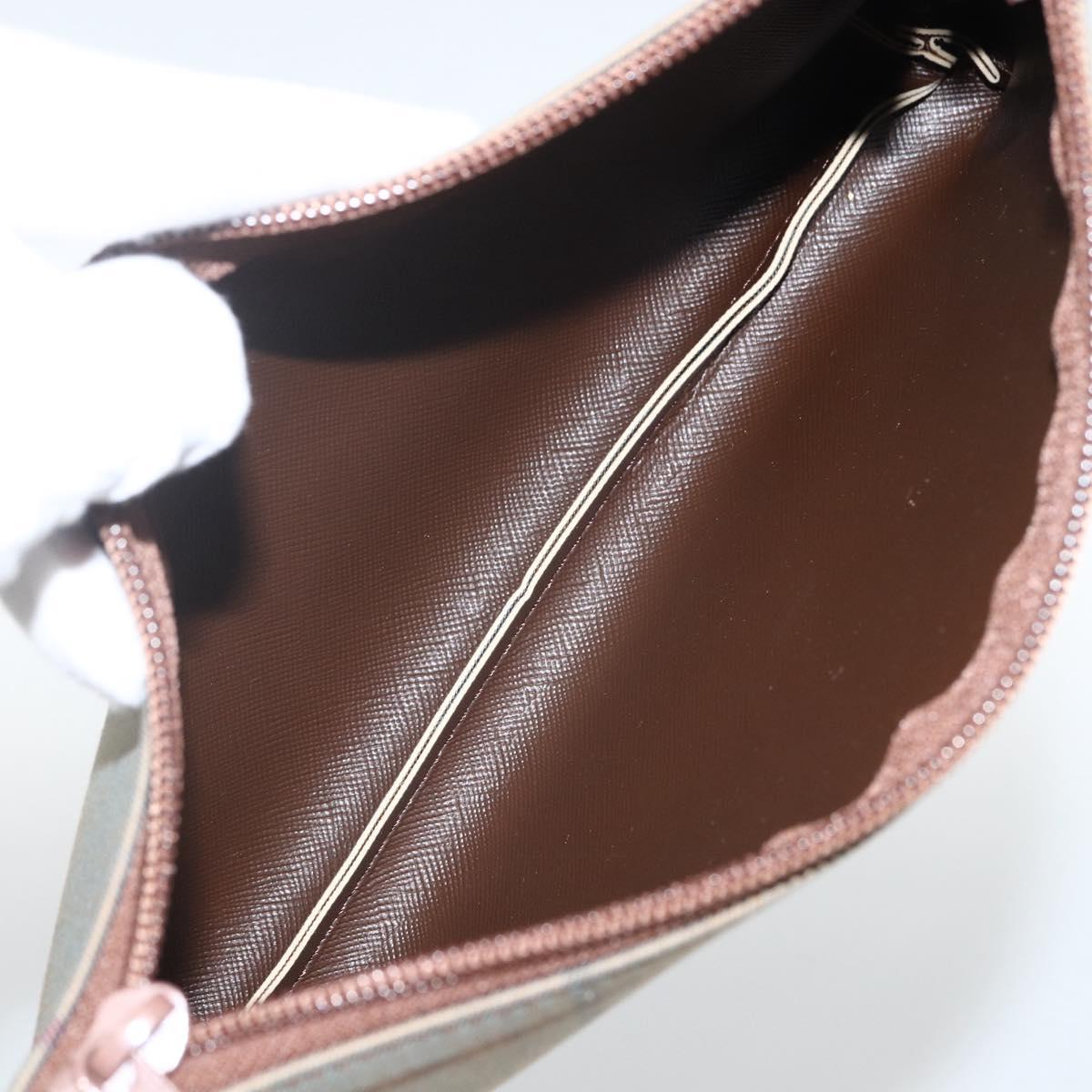 Burberrys Nova Check Boston Bag Canvas Leather Beige Gold Auth 173526