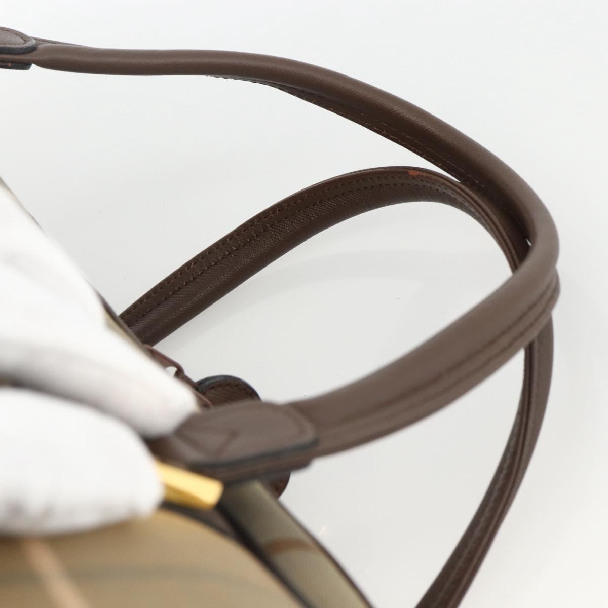 Burberrys Nova Check Boston Bag Canvas Leather Beige Gold Auth 173526