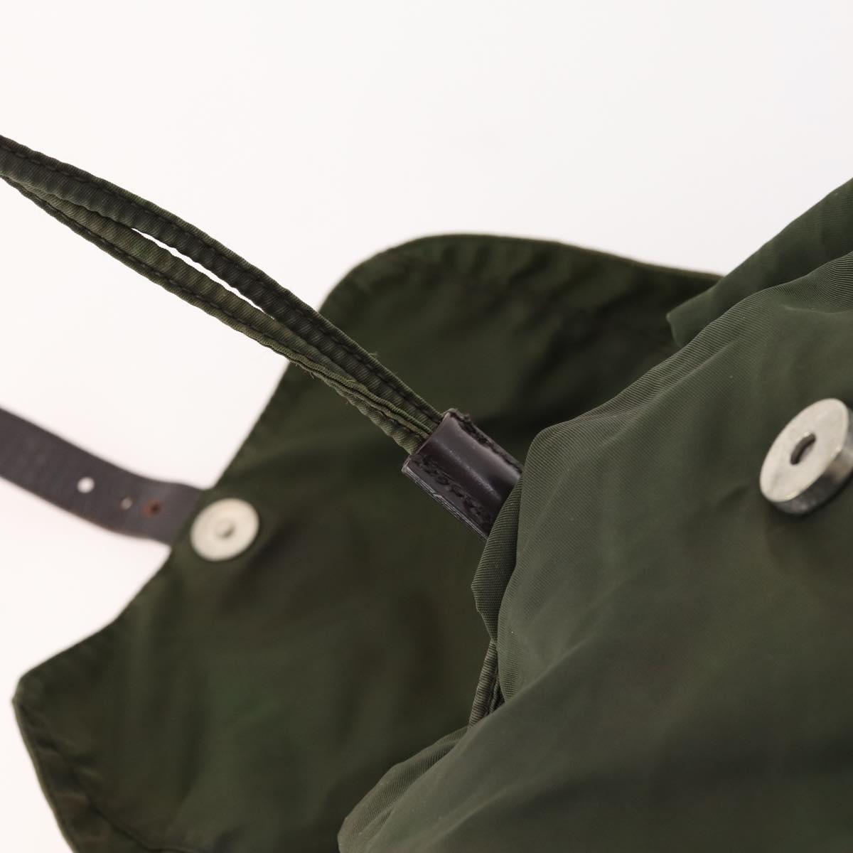 PRADA Backpack Nylon Khaki Silver Auth 173527
