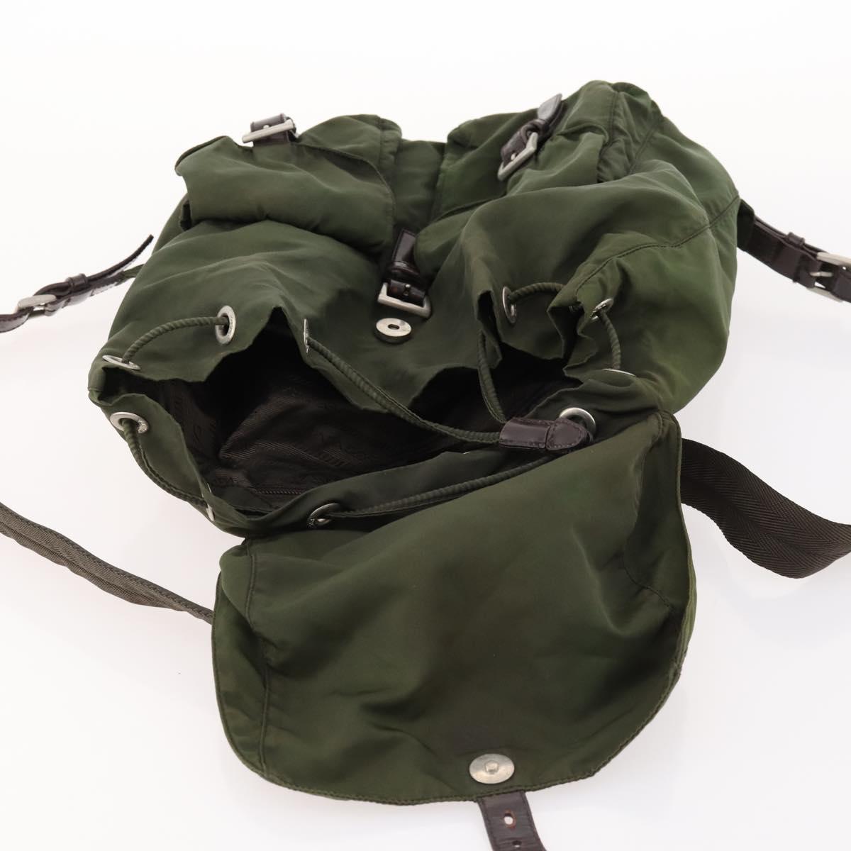 PRADA Backpack Nylon Khaki Silver Auth 173527
