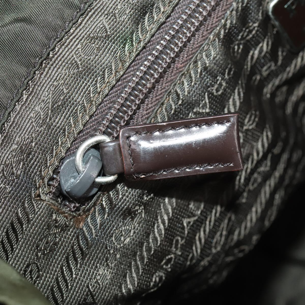 PRADA Backpack Nylon Khaki Silver Auth 173527