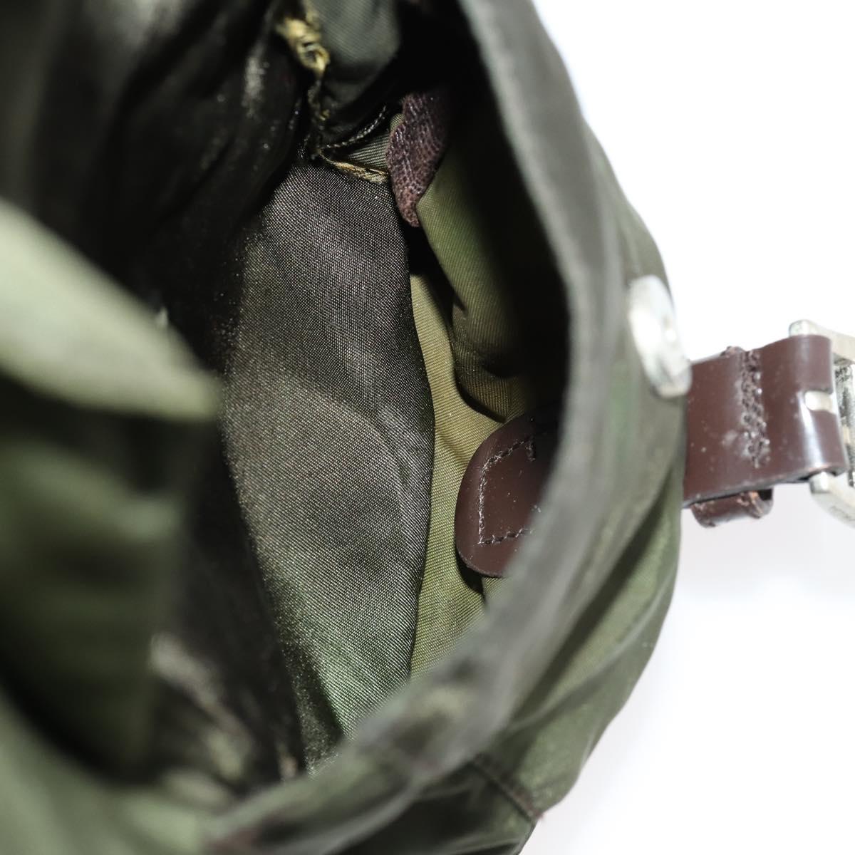 PRADA Backpack Nylon Khaki Silver Auth 173527