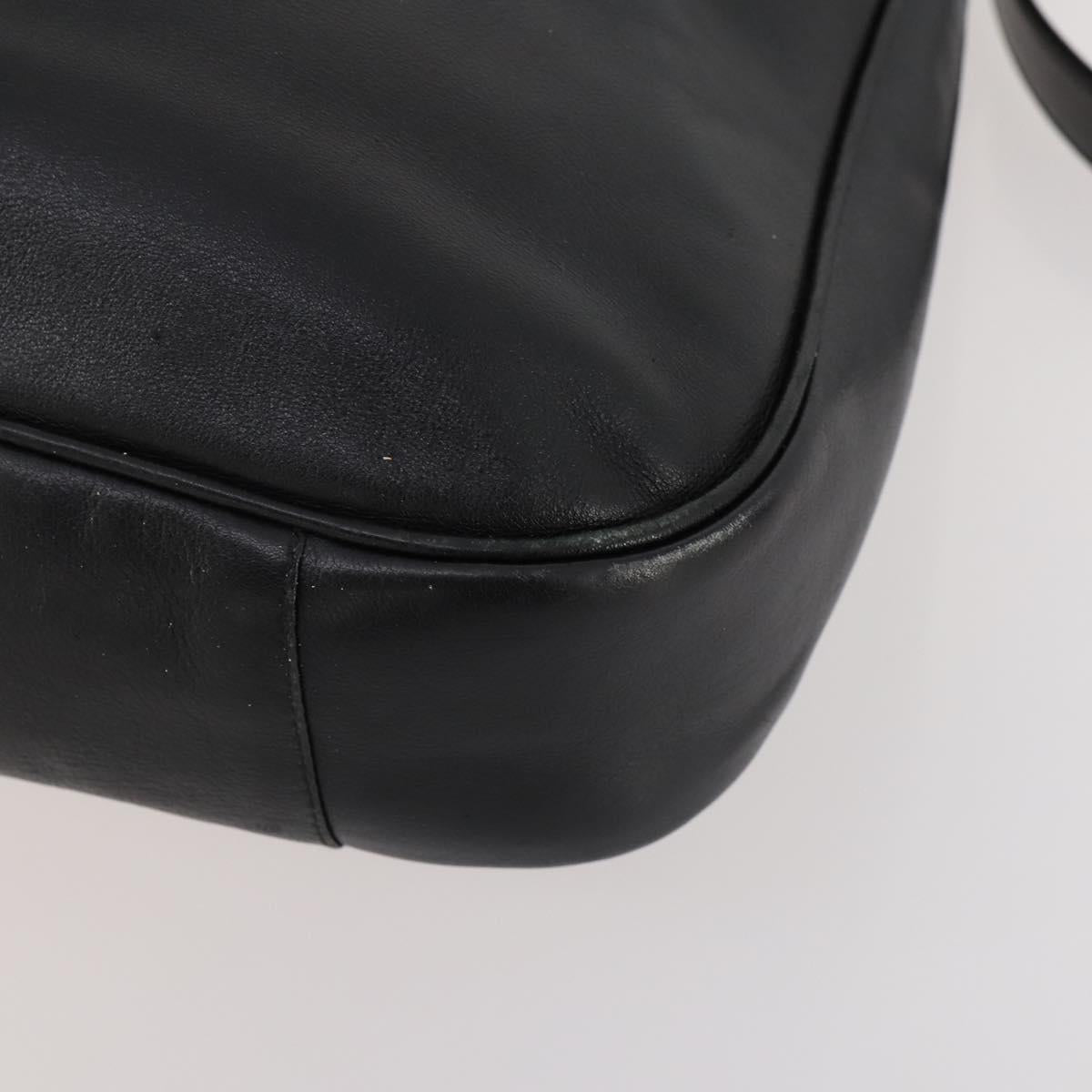 GUCCI Bamboo Hand Bag Leather 2way Black Gold 001 1998 1577 Auth 173531