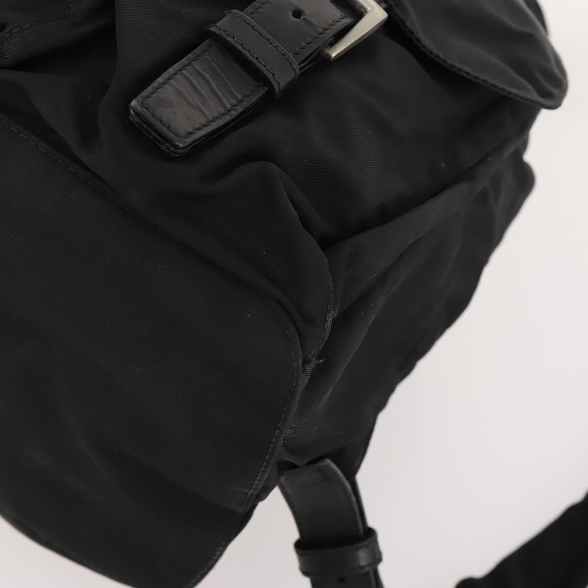 PRADA Backpack Nylon Leather Black Silver Auth 173533