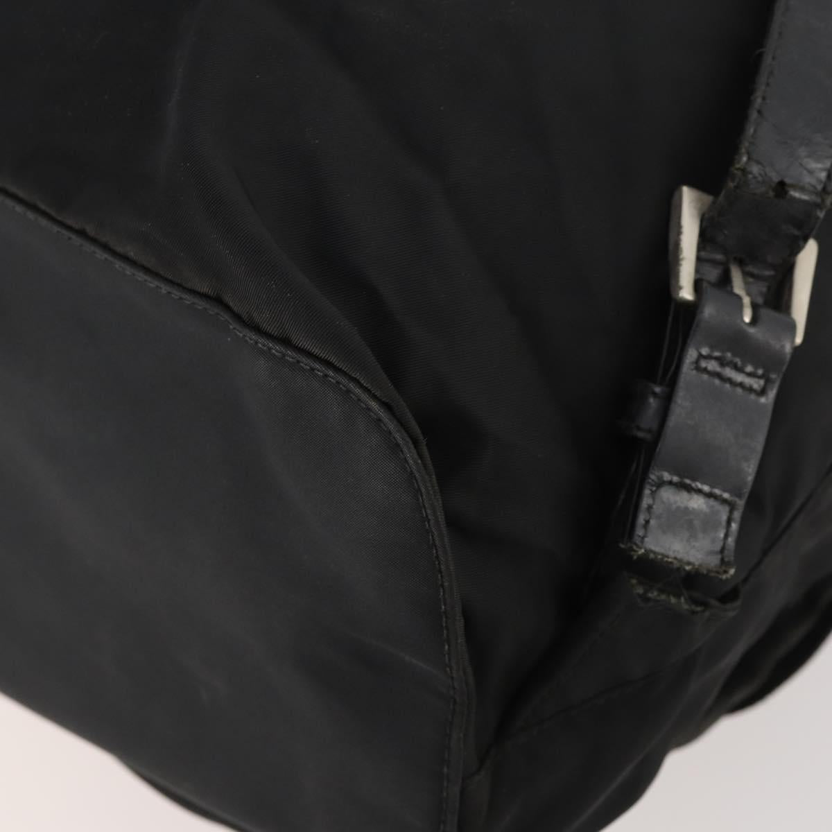 PRADA Backpack Nylon Leather Black Silver Auth 173533