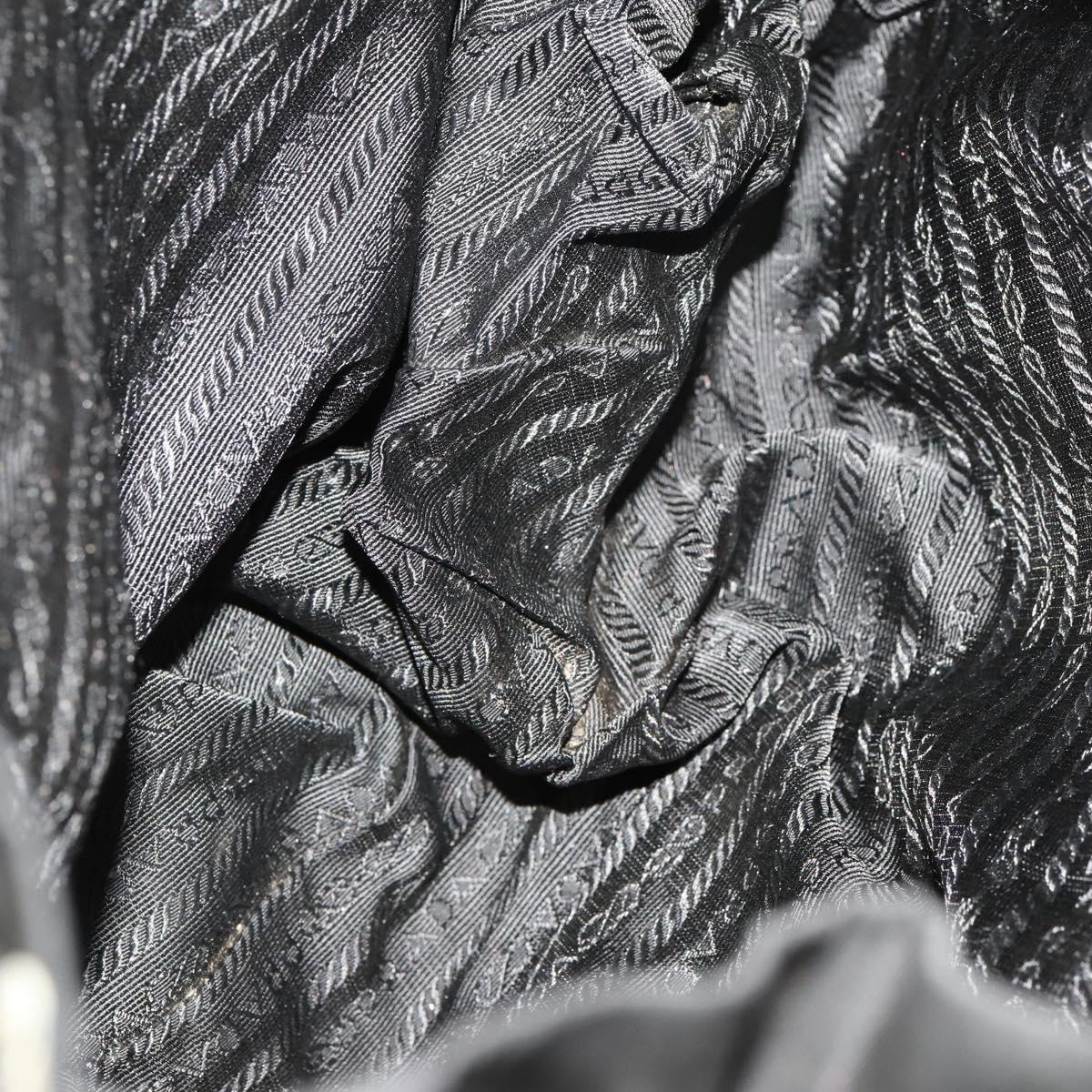 PRADA Backpack Nylon Leather Black Silver Auth 173533
