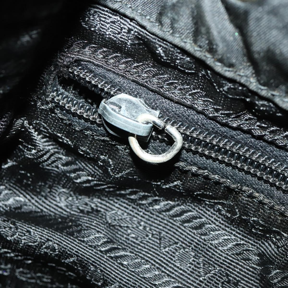 PRADA Backpack Nylon Leather Black Silver Auth 173533