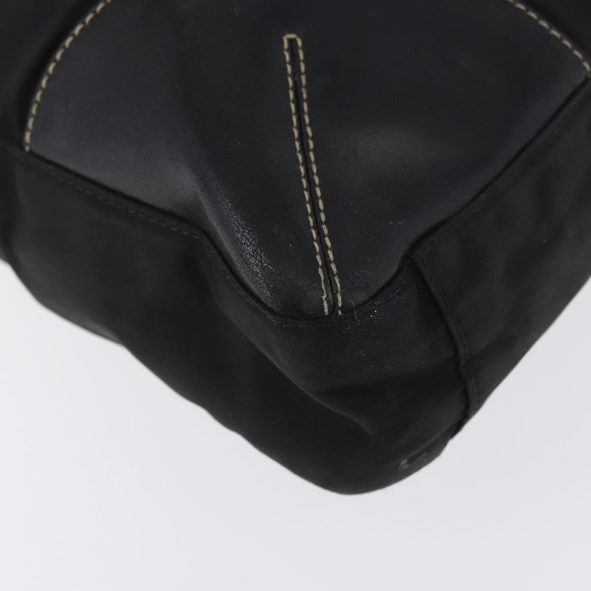 PRADA Tote Bag Nylon Leather Black Silver Auth 173534