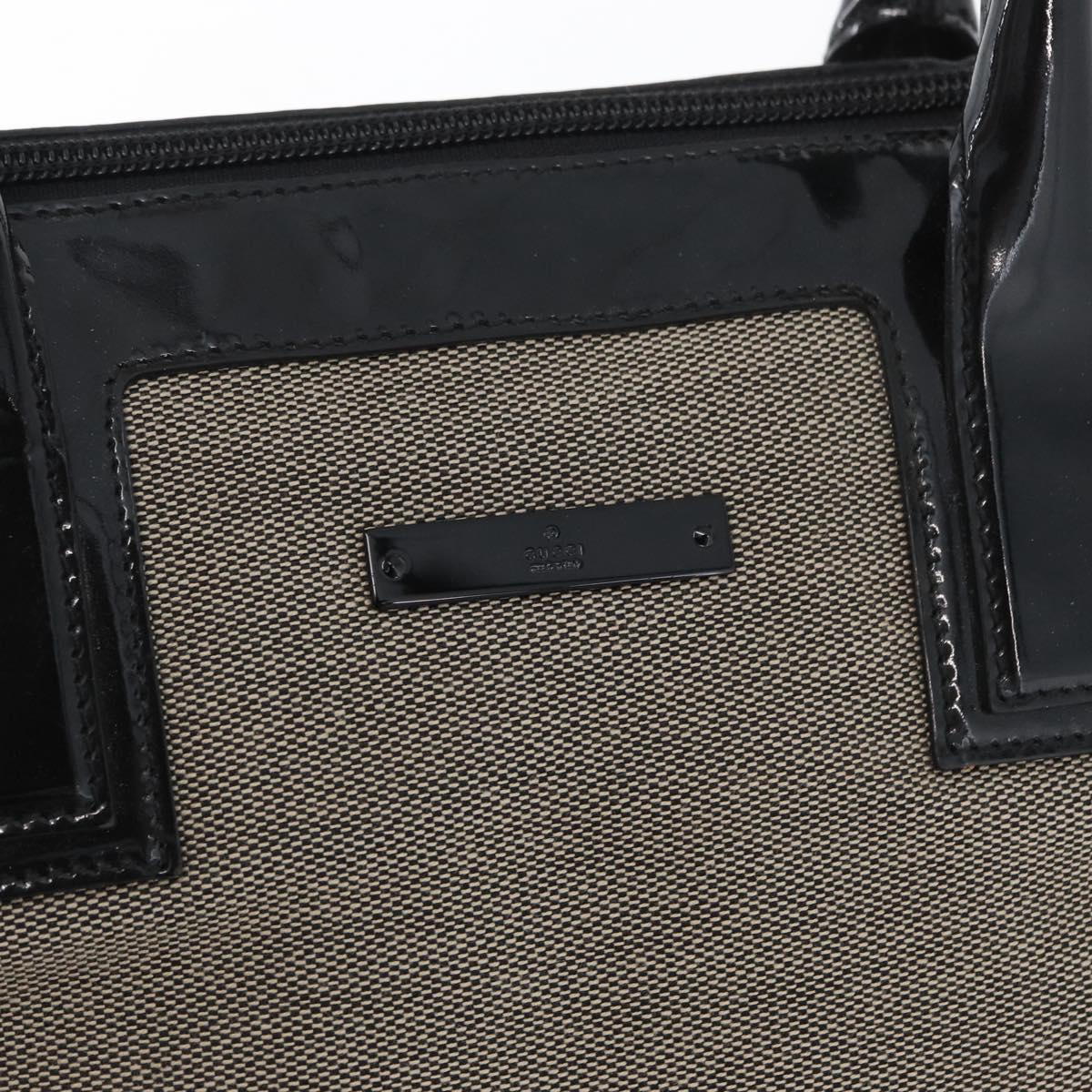 GUCCI Tote Bag Canvas patent leather Beige Black gold 000 0855 Auth 173536