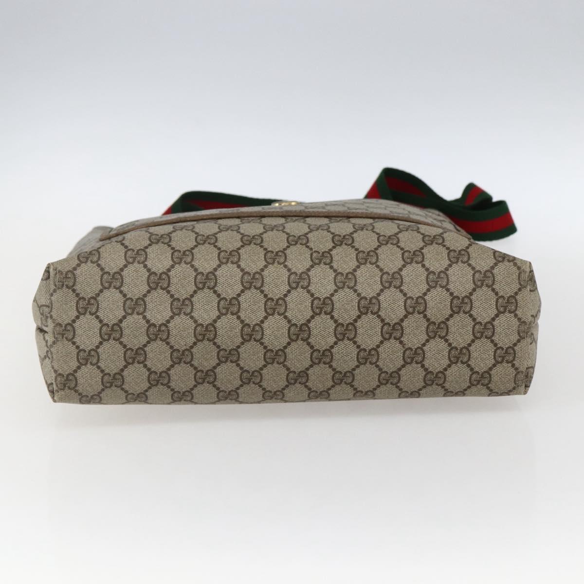 GUCCI GG Supreme Web Sherry Line Tote Bag PVC Beige Gold 39 02 003 Auth 173540