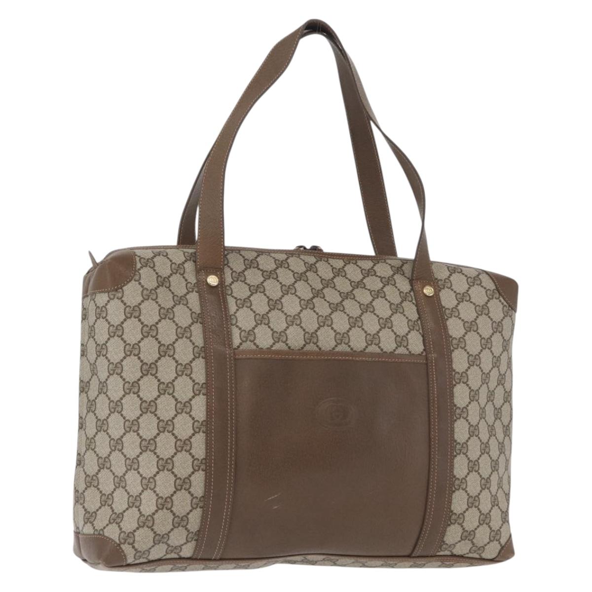 GUCCI GG Supreme Tote Bag PVC Leather Beige Auth 173541