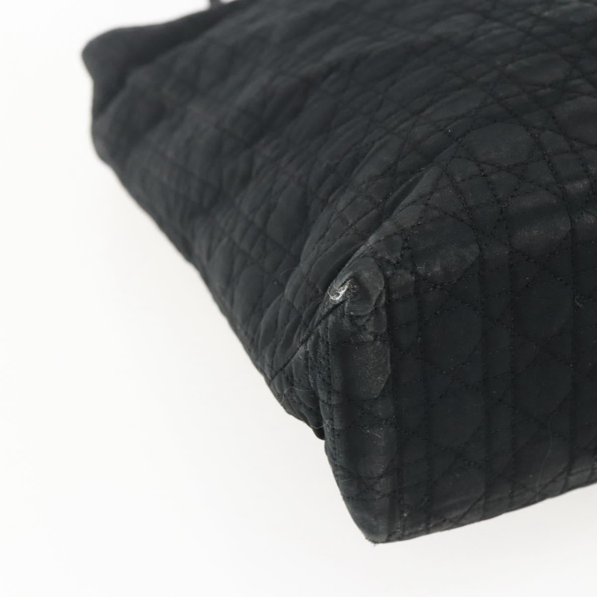 Christian Dior Canage Tote Bag Nylon Black Gold Auth 173544