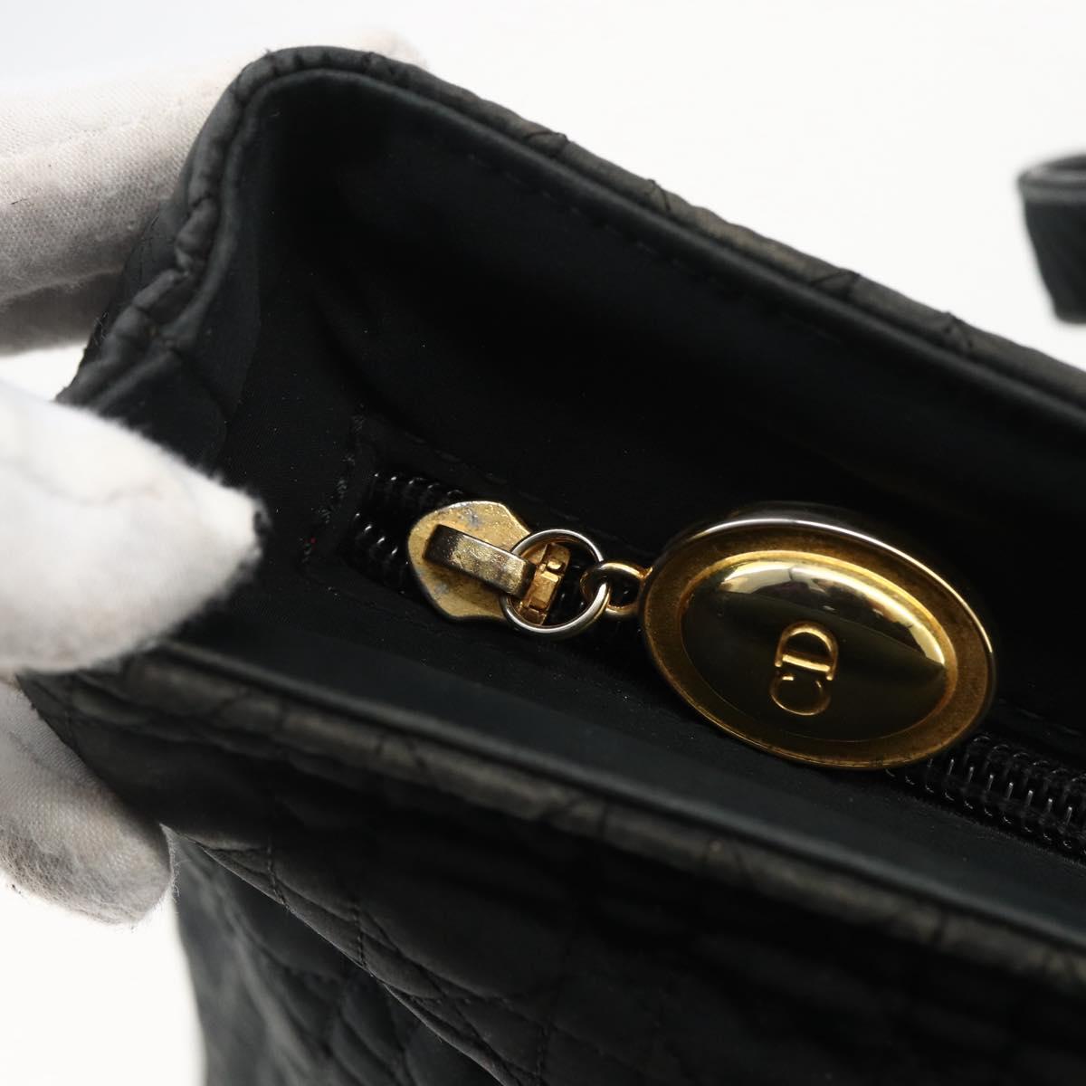 Christian Dior Canage Tote Bag Nylon Black Gold Auth 173544