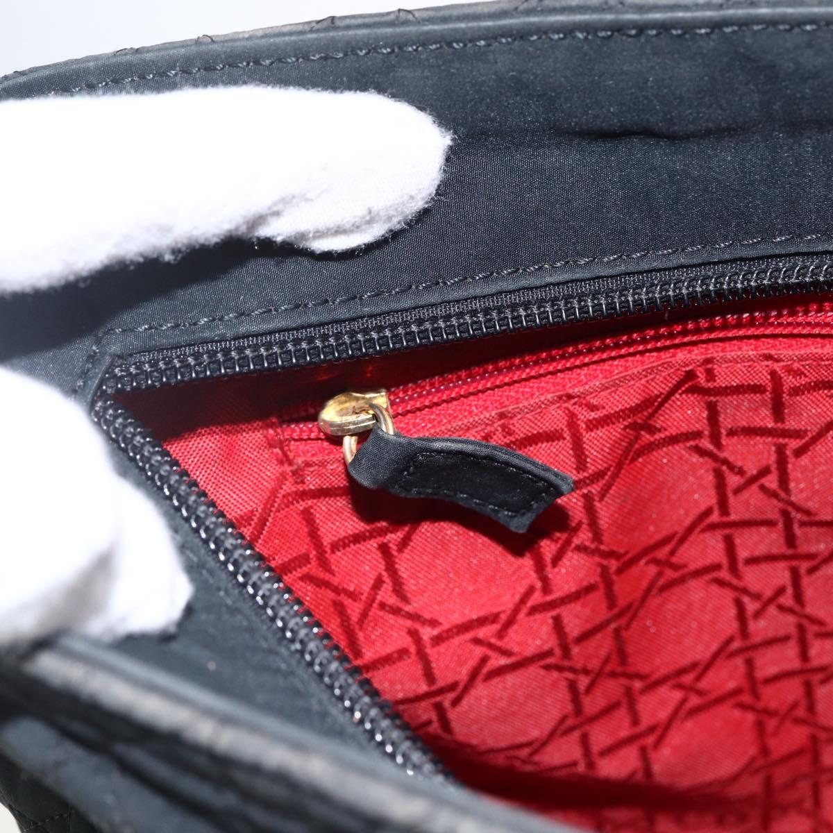 Christian Dior Canage Tote Bag Nylon Black Gold Auth 173544