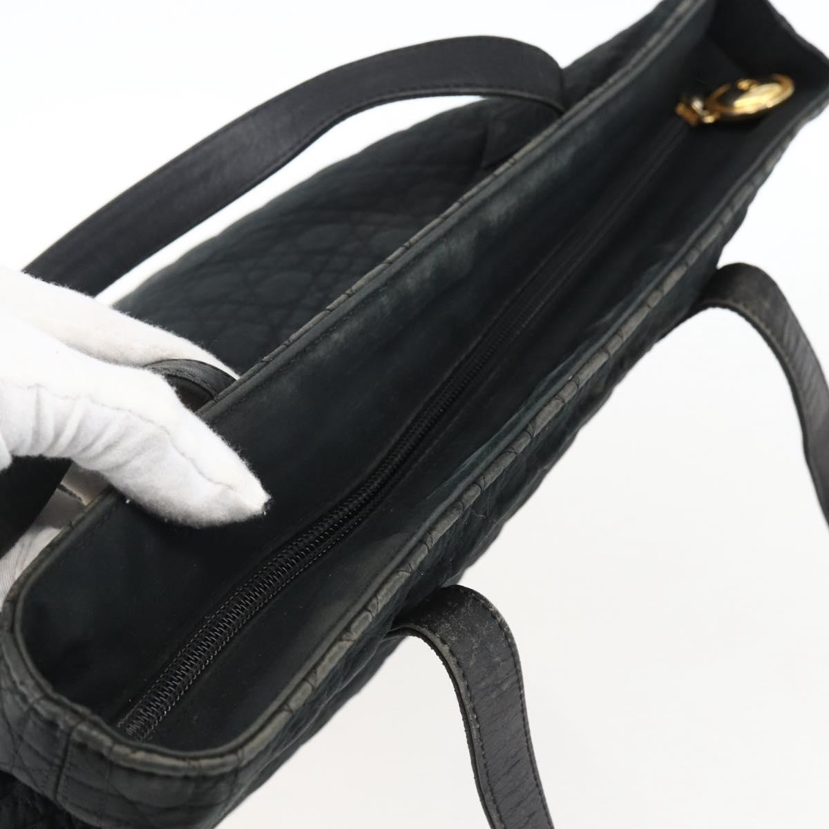 Christian Dior Canage Tote Bag Nylon Black Gold Auth 173544