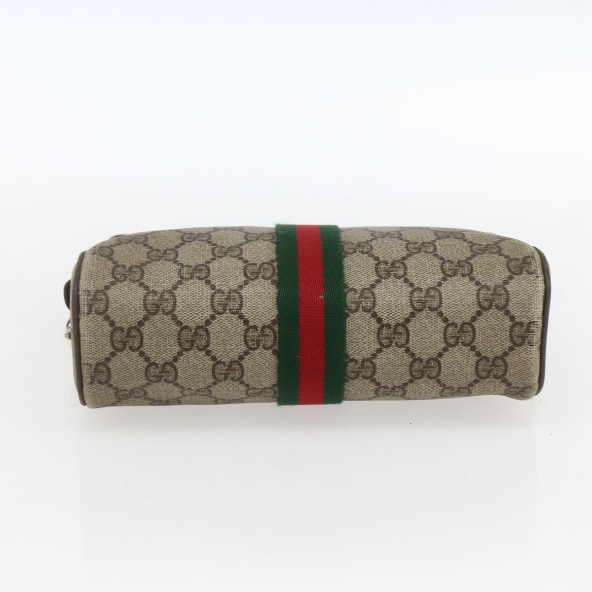 GUCCI GG Supreme Web Sherry Line Clutch Bag PVC Beige Gold 22 01 012 Auth 173548