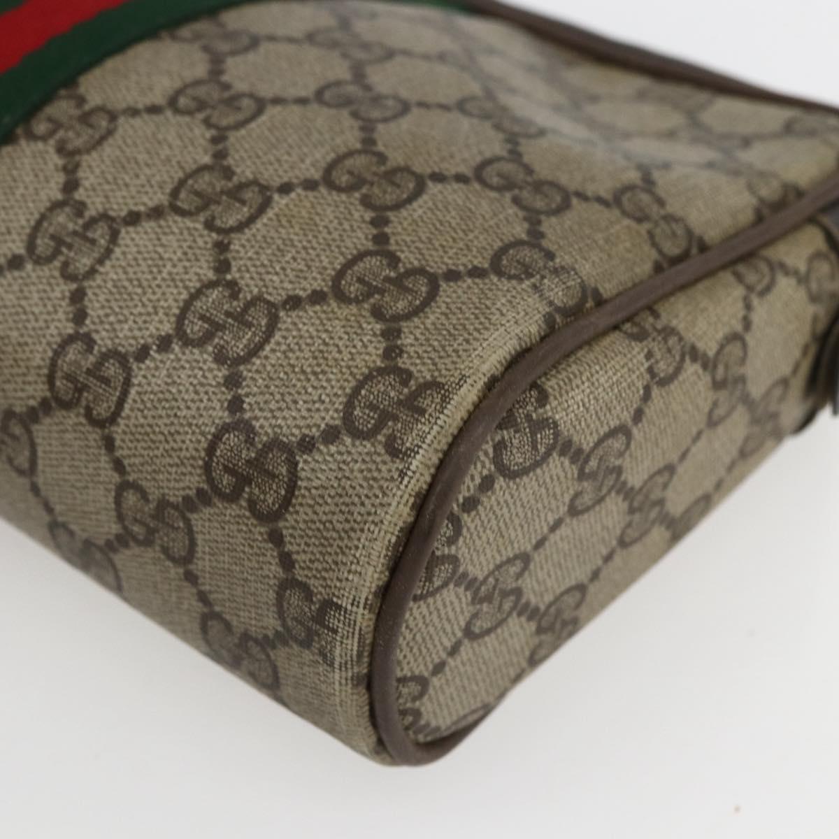 GUCCI GG Supreme Web Sherry Line Clutch Bag PVC Beige Gold 22 01 012 Auth 173548