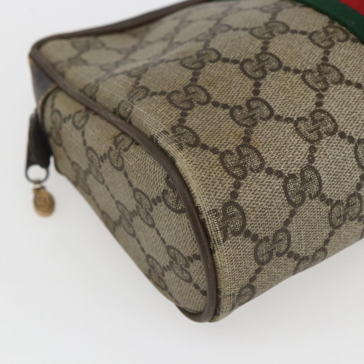 GUCCI GG Supreme Web Sherry Line Clutch Bag PVC Beige Gold 22 01 012 Auth 173548
