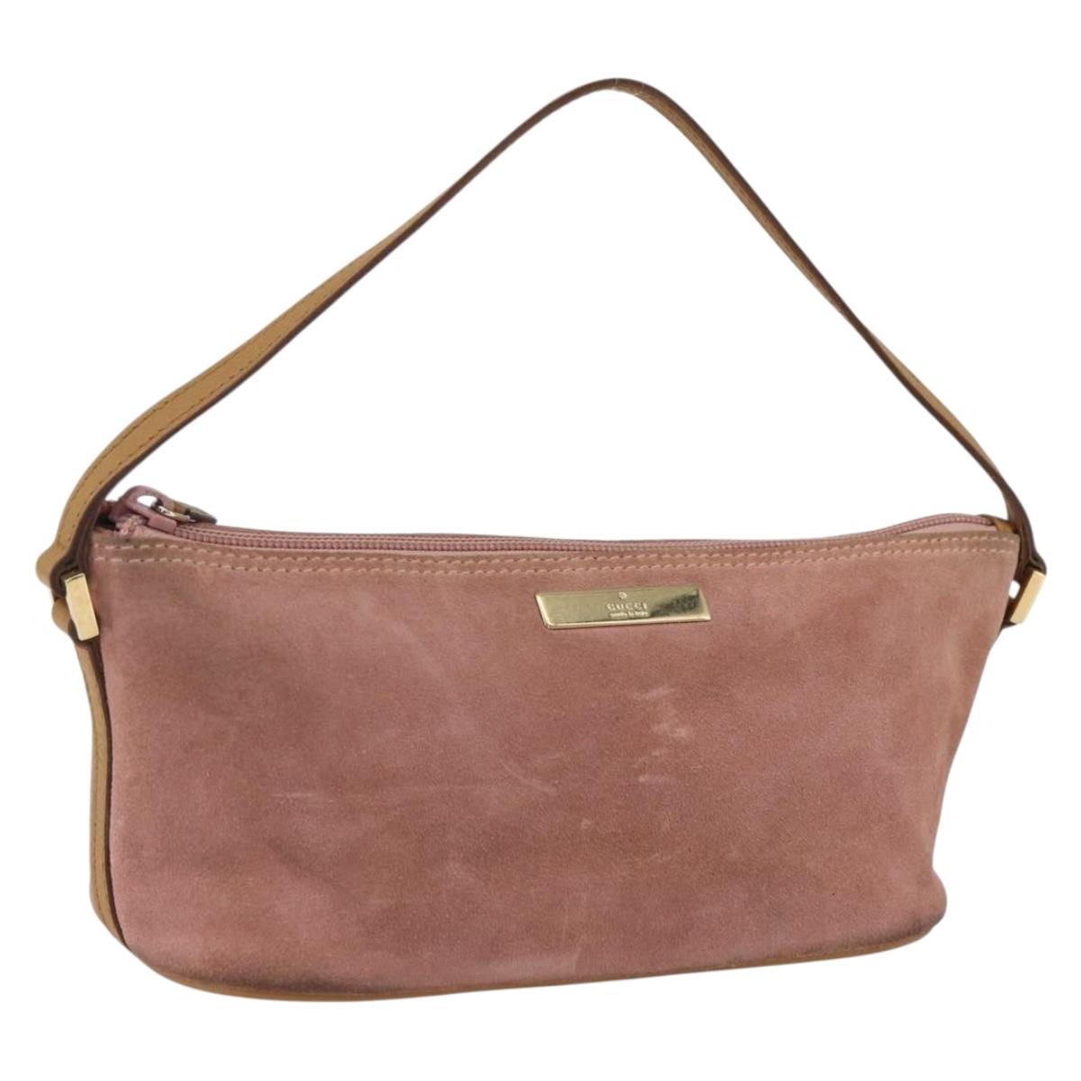 GUCCI Accessory Pouch Suede Pink Gold 039 1103 Auth 173549