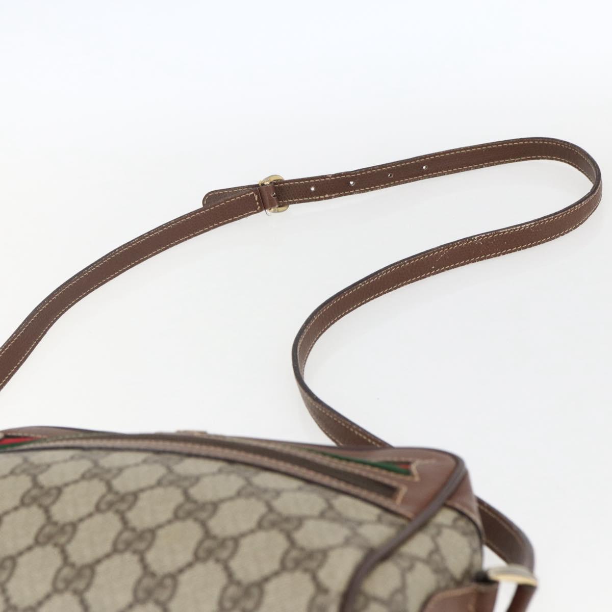 GUCCI GG Supreme Web Sherry Line Bag PVC Beige Gold 001 56 6655 Auth 173550