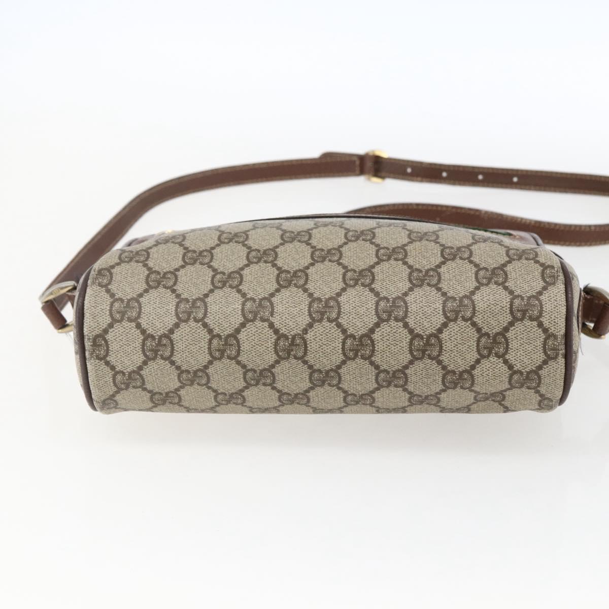 GUCCI GG Supreme Web Sherry Line Bag PVC Beige Gold 001 56 6655 Auth 173550