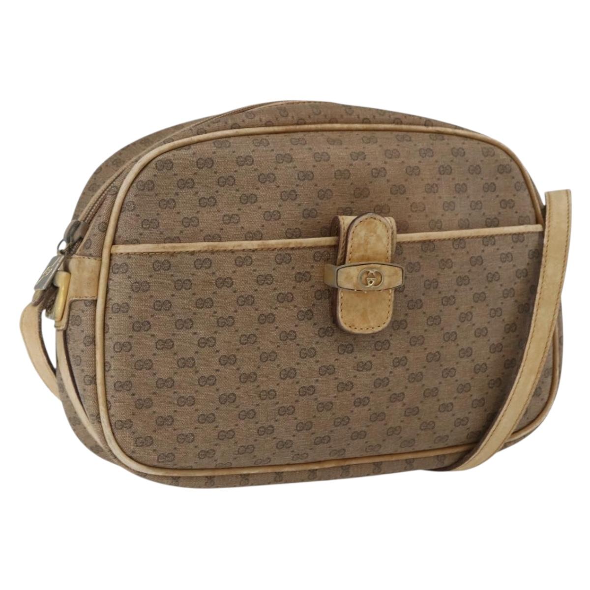 GUCCI Micro GG Supreme Shoulder Bag PVC Beige Gold 001 418 4795 Auth 173551