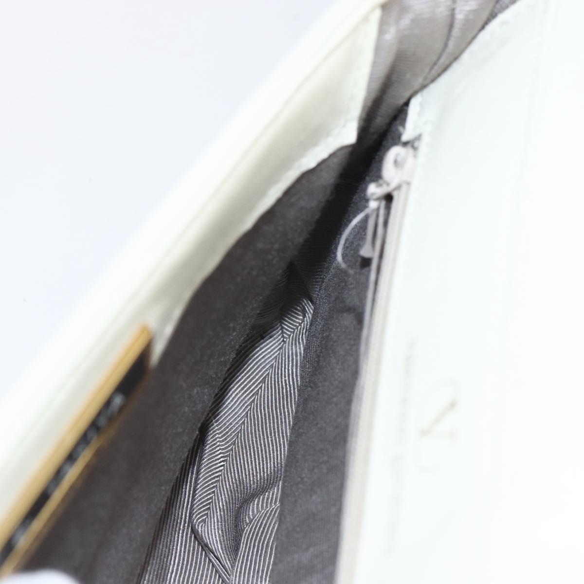 VALENTINO Shoulder Bag Leather White Gold Auth 173552