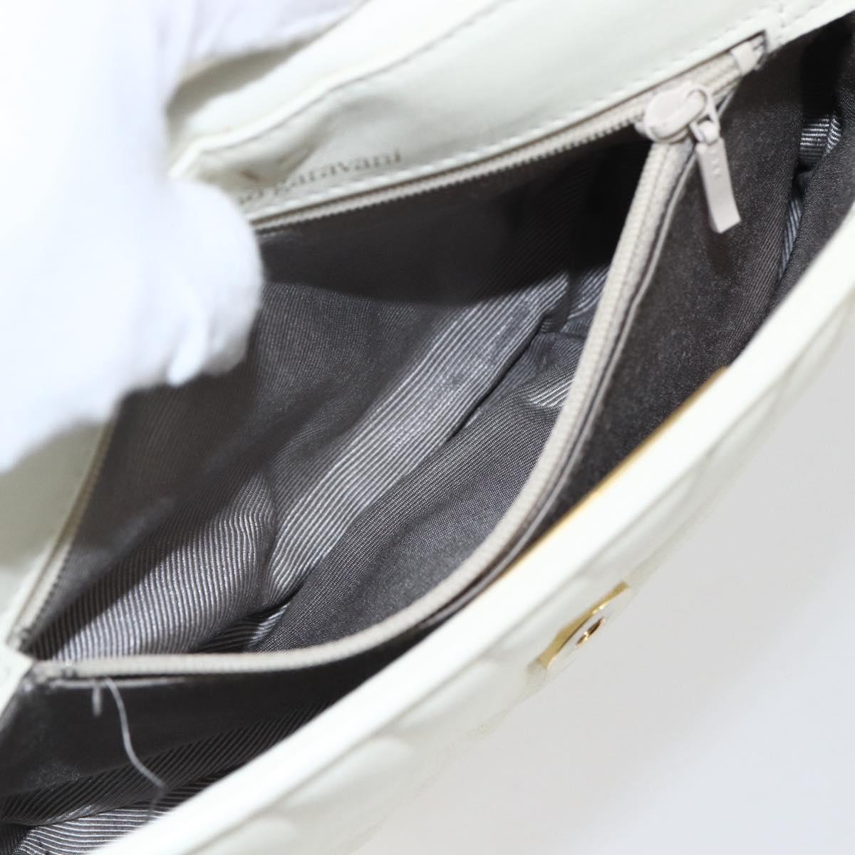 VALENTINO Shoulder Bag Leather White Gold Auth 173552