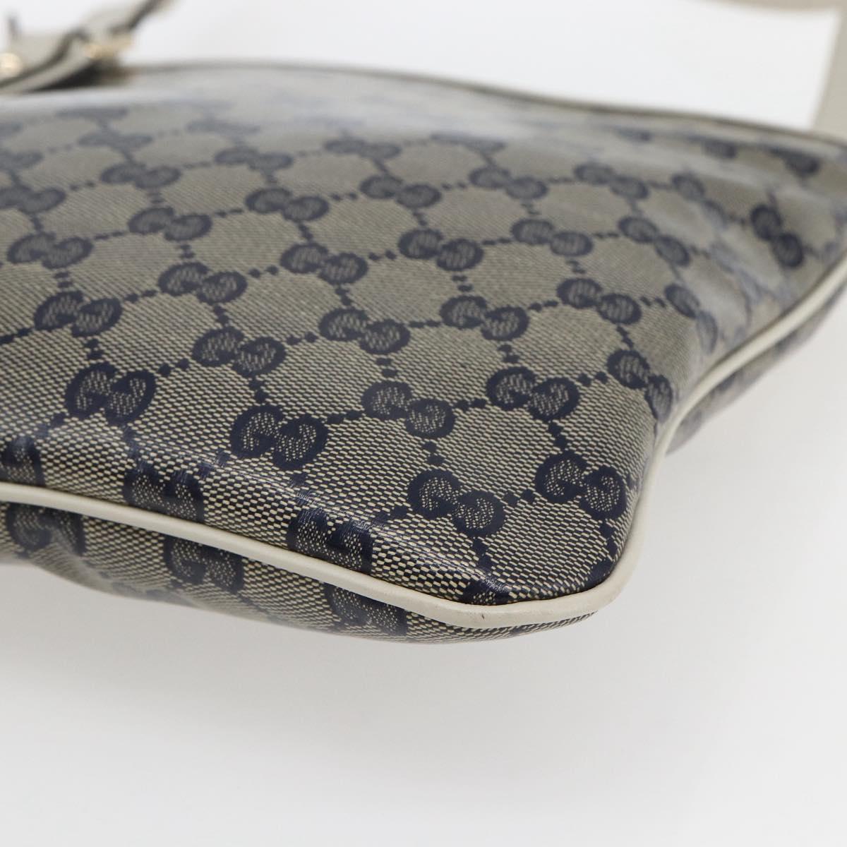 GUCCI GG Crystal Shoulder Bag Coated Canvas Navy Gold 257246 Auth 173553V
