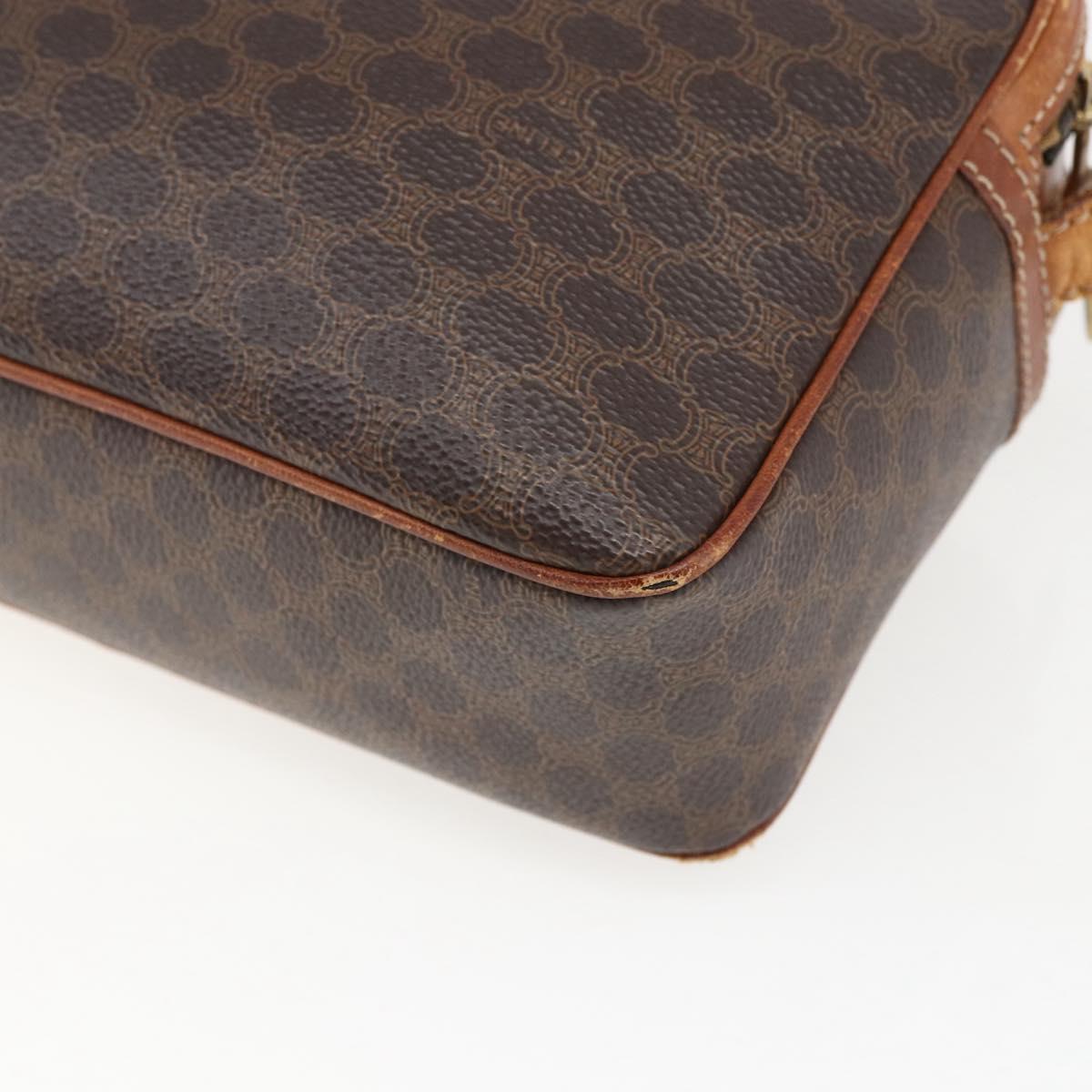 CELINE Macadam Canvas Shoulder Bag PVC Leather Brown Gold Auth 173557