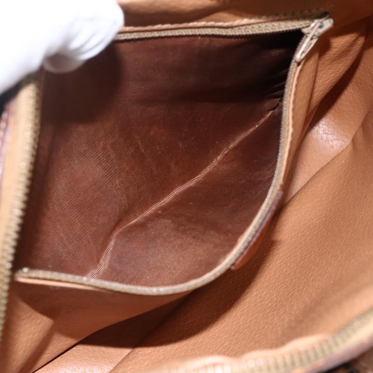CELINE Macadam Canvas Shoulder Bag PVC Leather Brown Gold Auth 173557