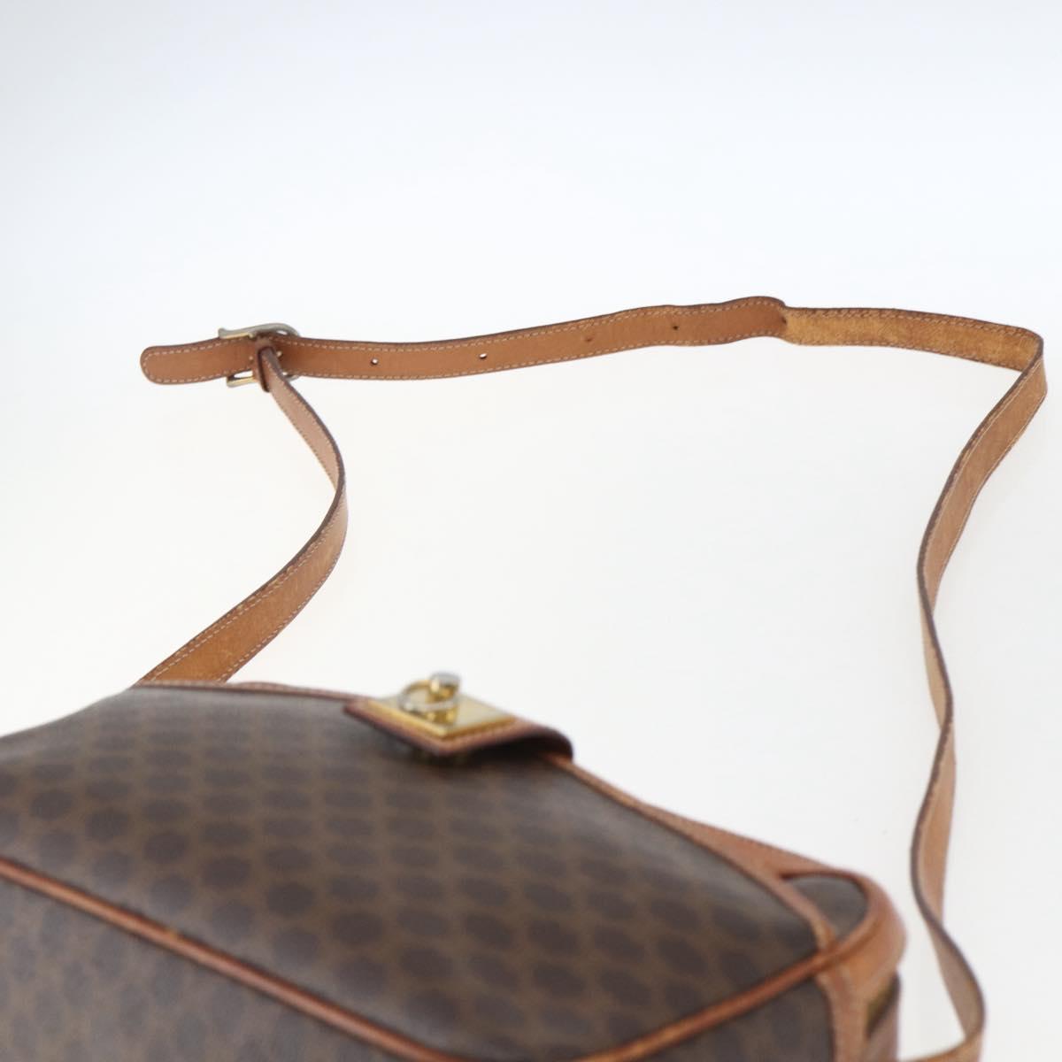 CELINE Macadam Canvas Shoulder Bag PVC Leather Brown Gold Auth 173557