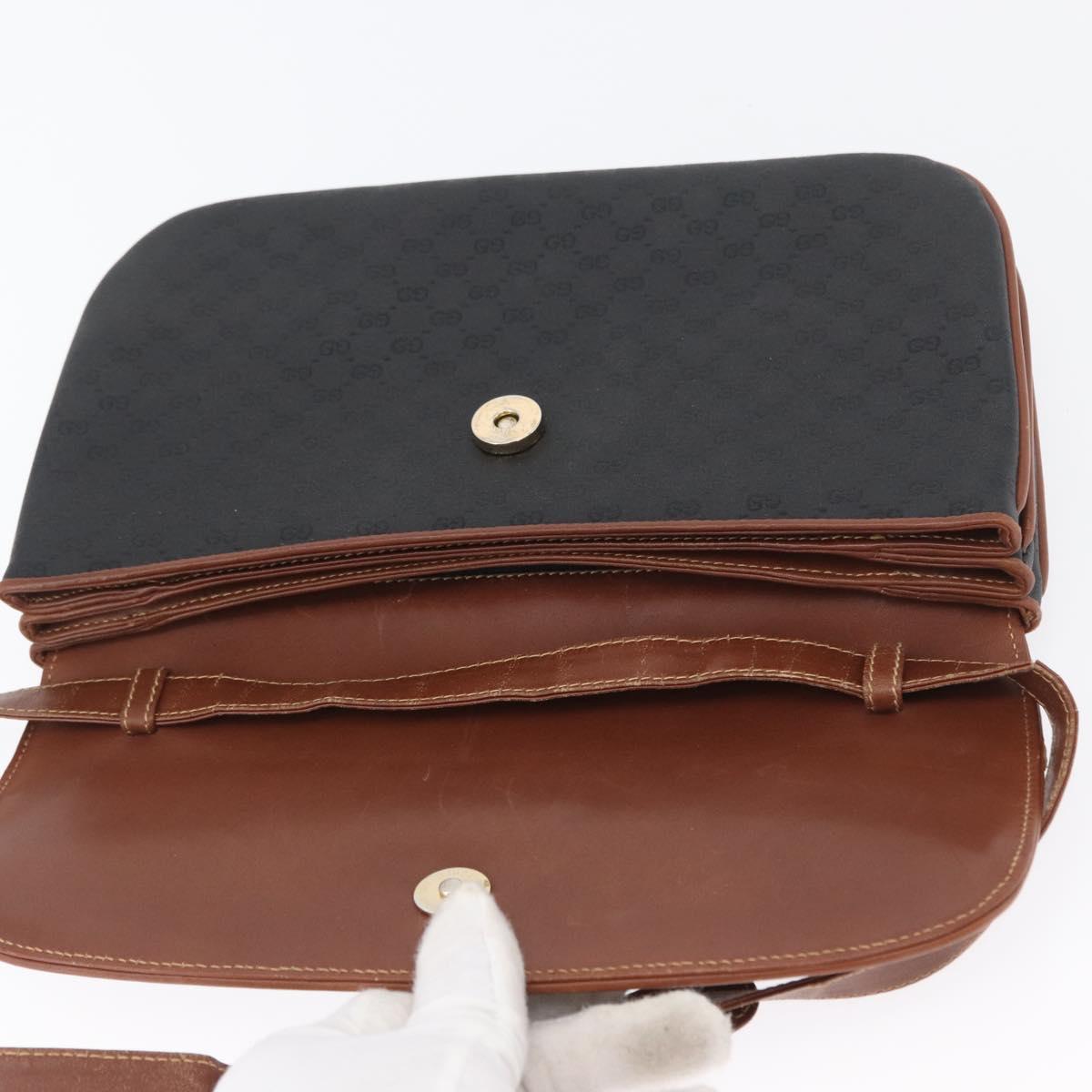GUCCI Micro GG Canvas Shoulder Bag PVC Black Gold 004 106 0024 Auth 173559