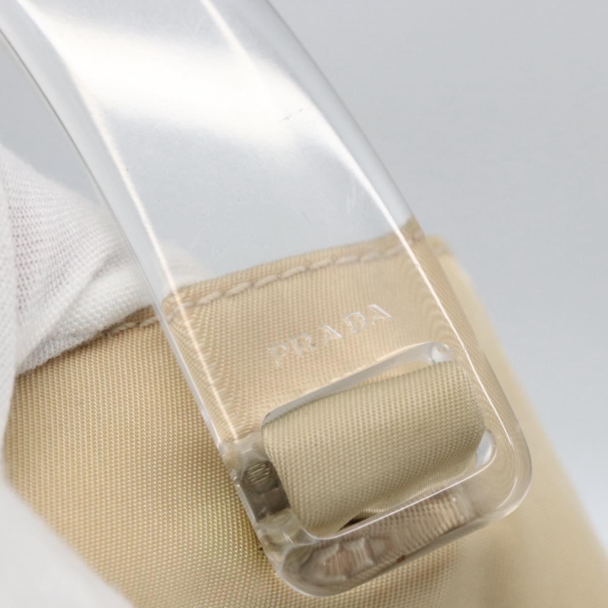 PRADA Hand Bag Nylon plastic Beige Clear Auth 173565