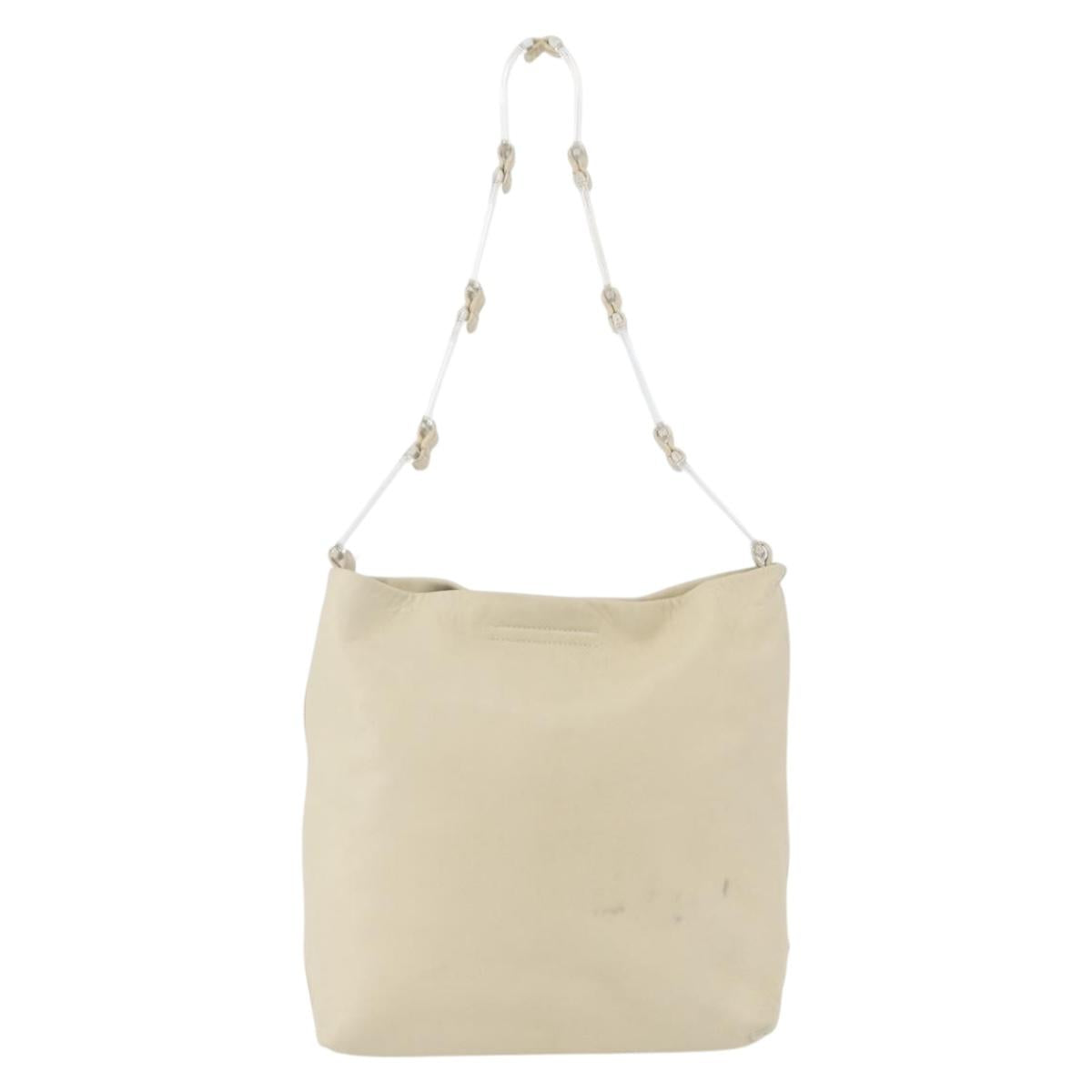 PRADA Shoulder Bag Leather plastic Ivory Clear Auth 173573