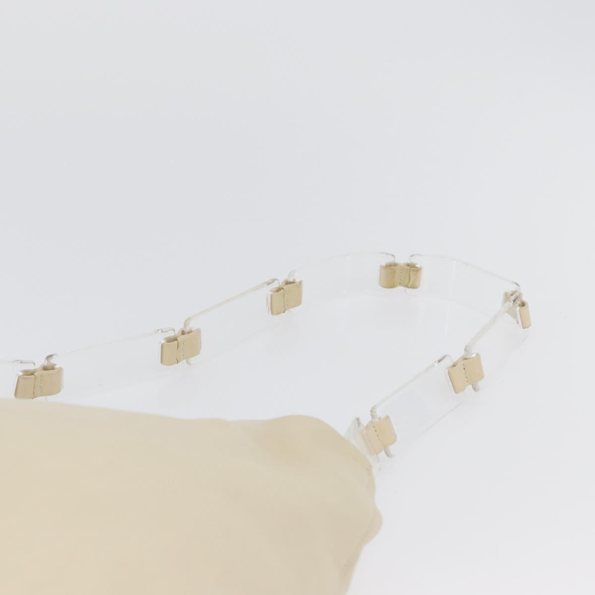 PRADA Shoulder Bag Leather plastic Ivory Clear Auth 173573