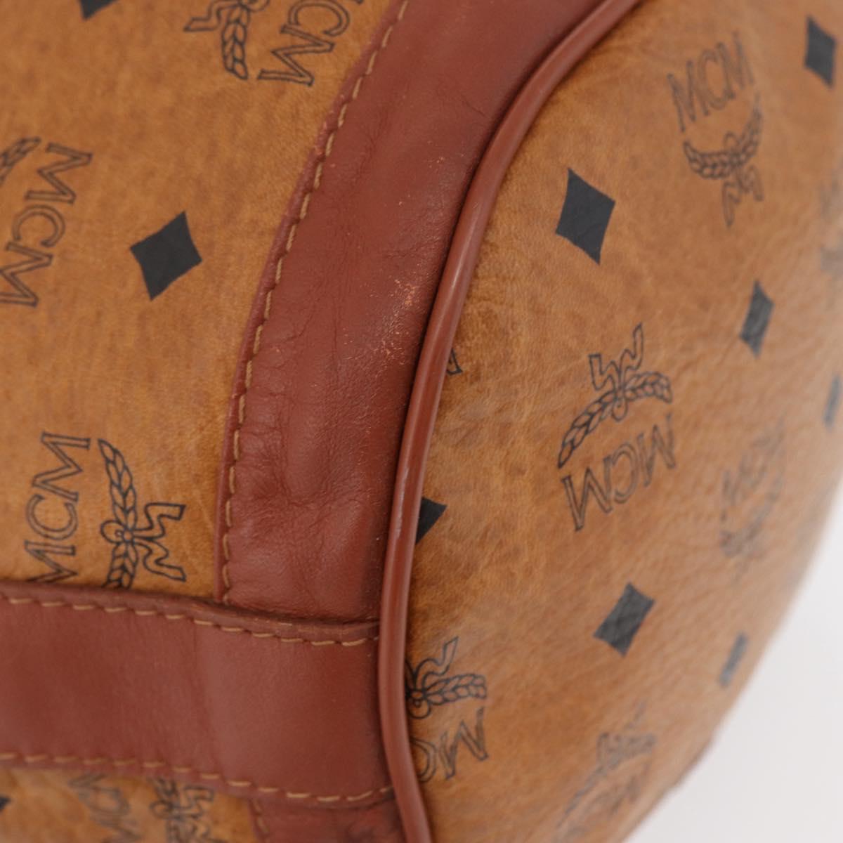 MCM Vicetos Logogram Shoulder Bag PVC Leather Brown Gold Auth 173576