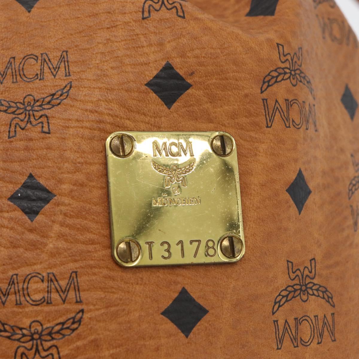MCM Vicetos Logogram Shoulder Bag PVC Leather Brown Gold Auth 173576