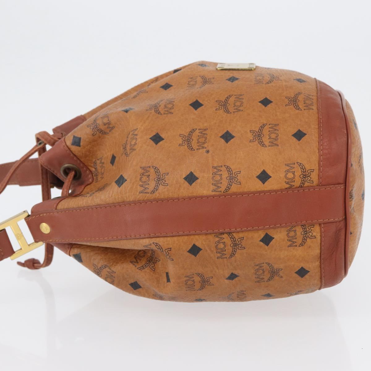 MCM Vicetos Logogram Shoulder Bag PVC Leather Brown Gold Auth 173576