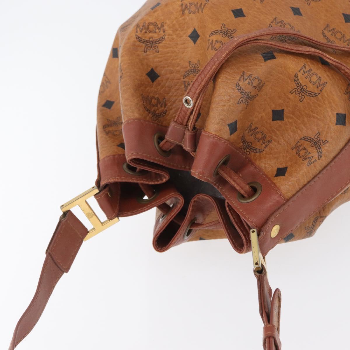 MCM Vicetos Logogram Shoulder Bag PVC Leather Brown Gold Auth 173576