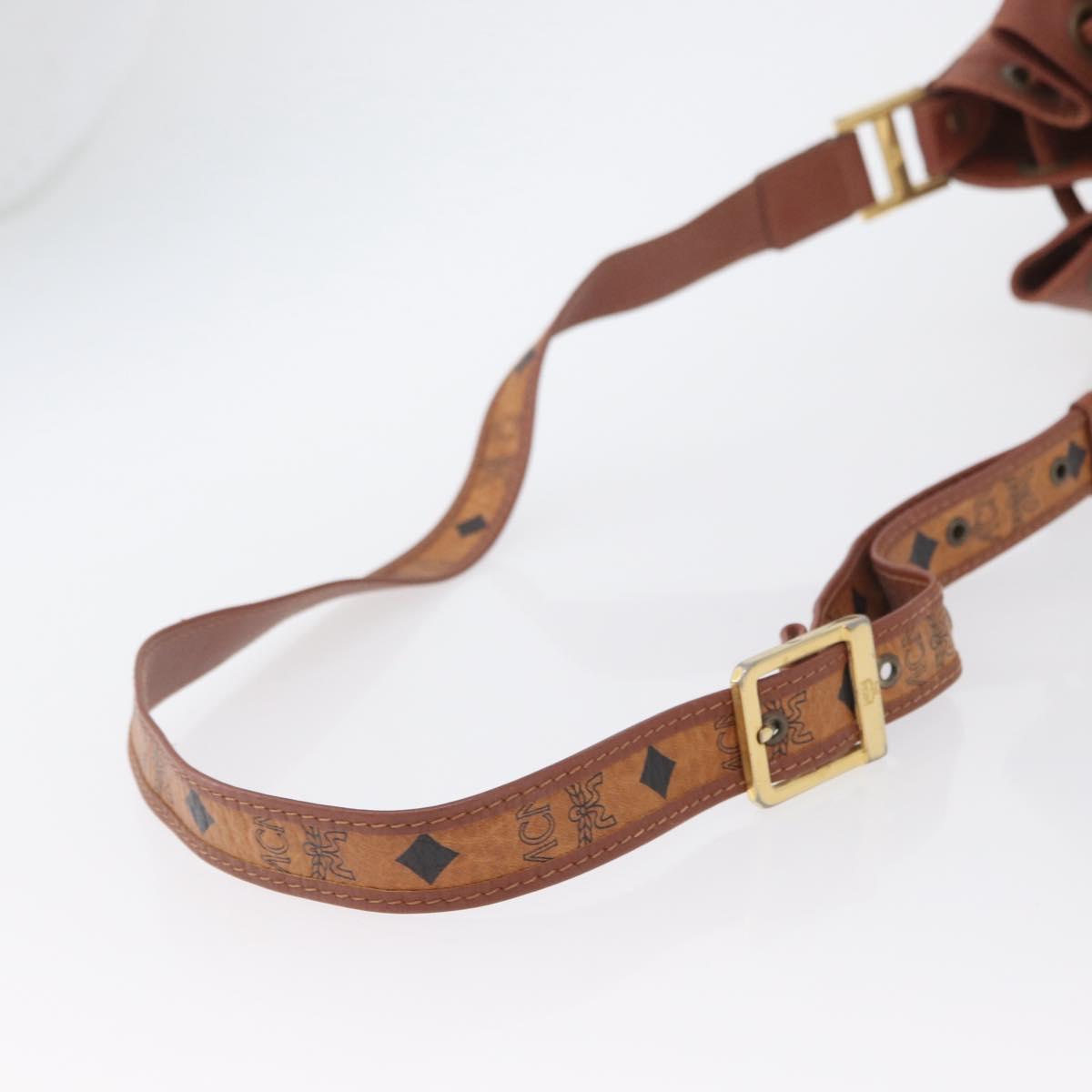 MCM Vicetos Logogram Shoulder Bag PVC Leather Brown Gold Auth 173576