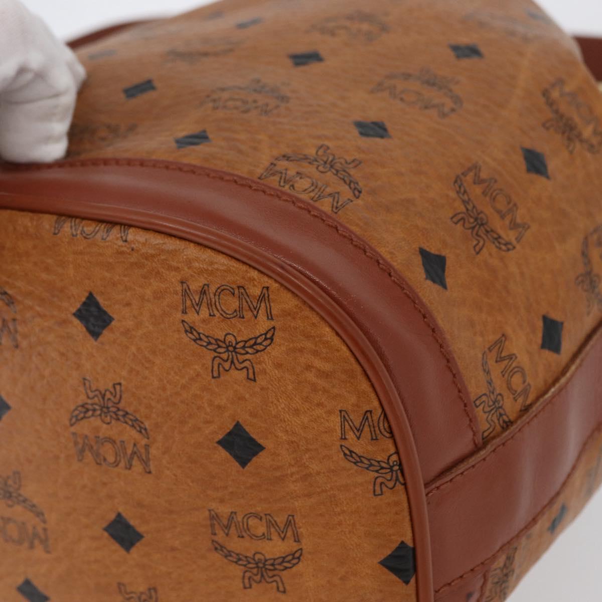 MCM Vicetos Logogram Shoulder Bag PVC Leather Brown Gold Auth 173578
