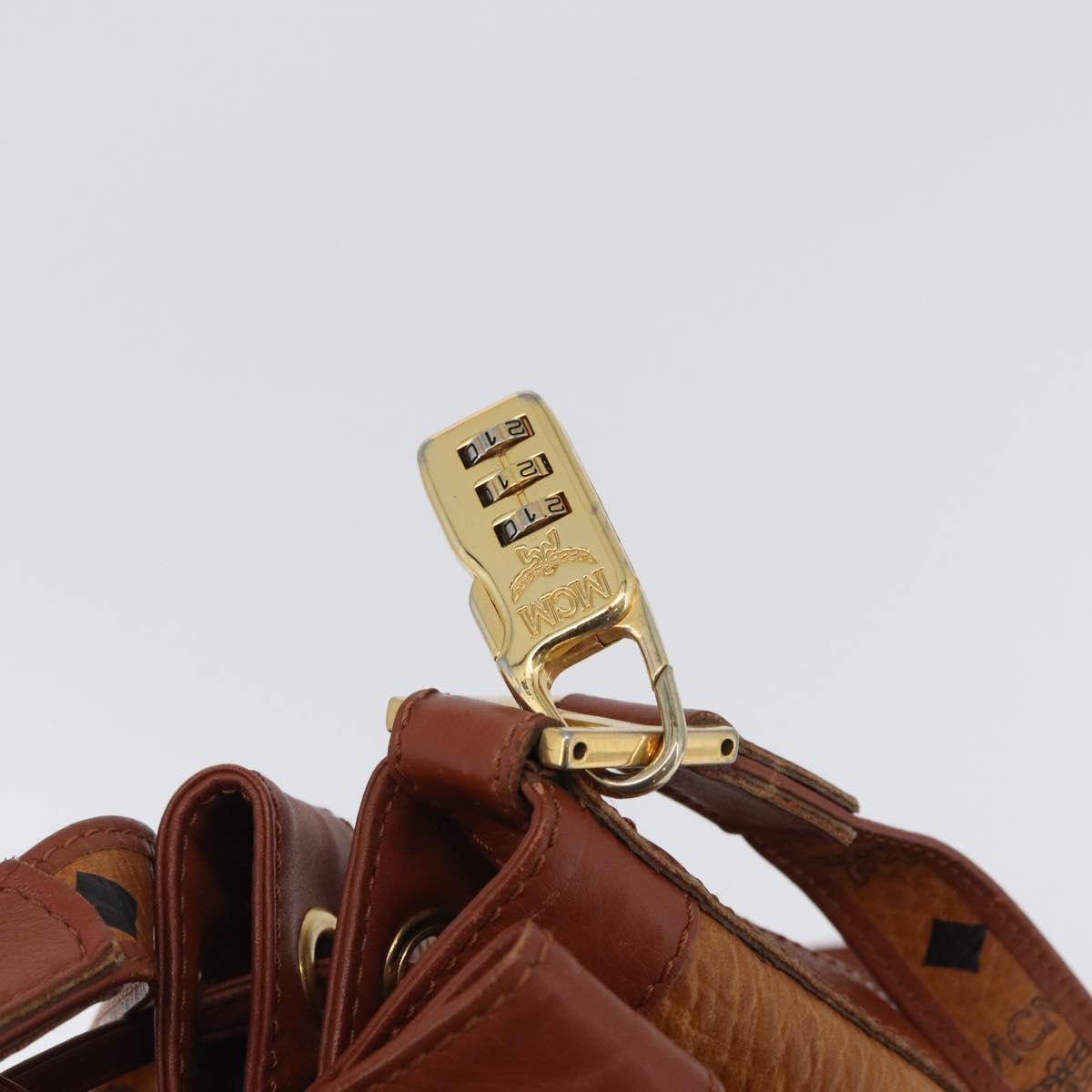 MCM Vicetos Logogram Shoulder Bag PVC Leather Brown Gold Auth 173578